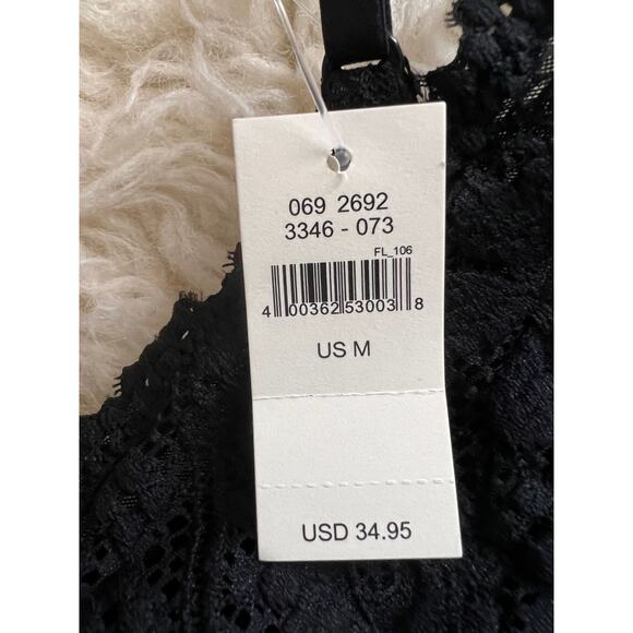 Aerie Black Lace Bralette M Adjustable Straps Lined Wireless NWT $34.95 - Picture 2 of 8